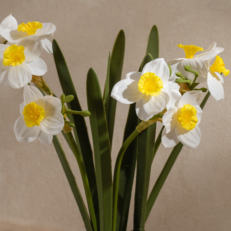 42cm Artificial Daffodil Spray in Ceramic Pot